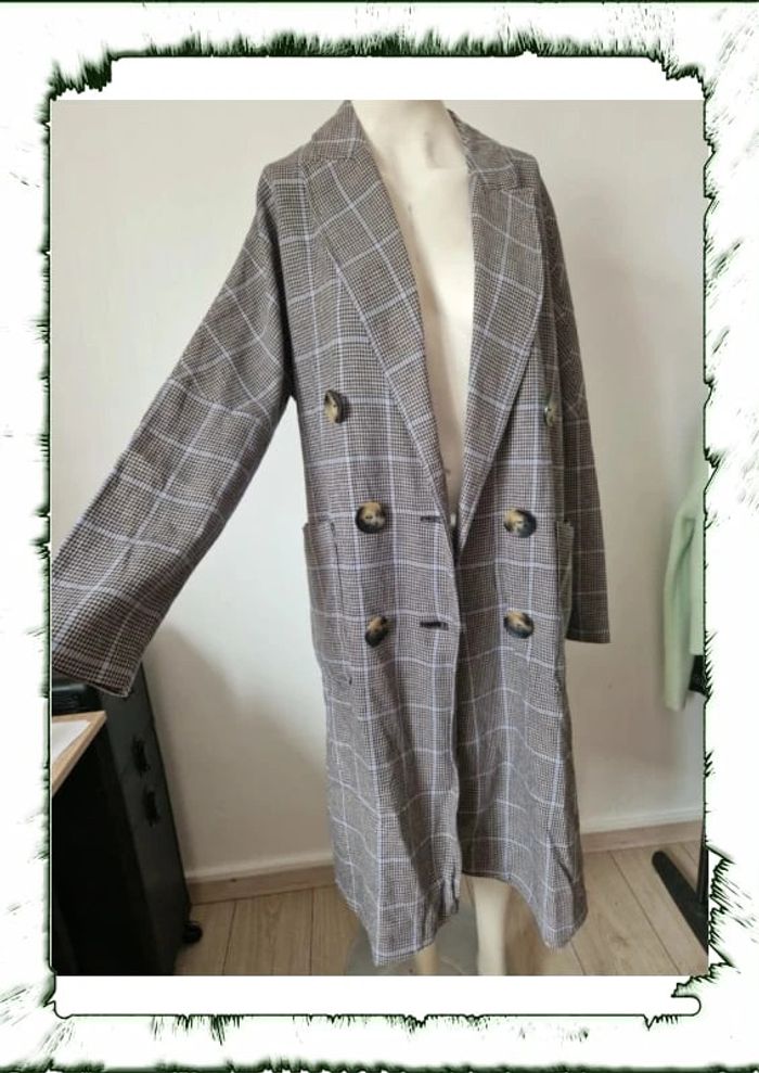 Manteau long zara carreaux