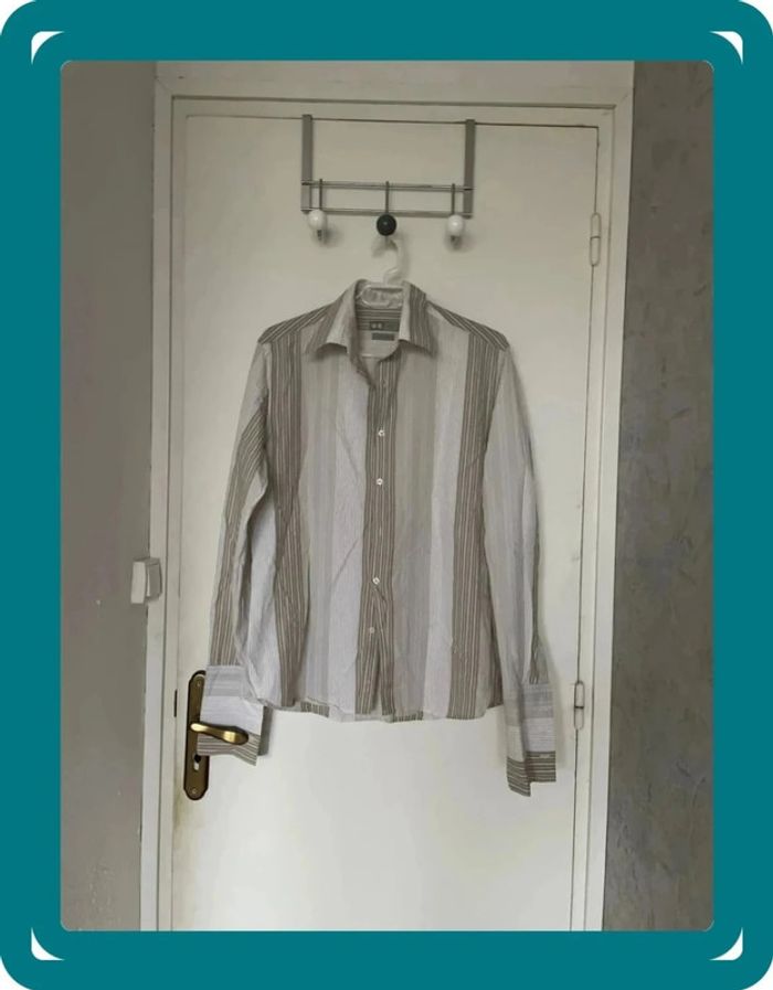 Chemise rayures beige