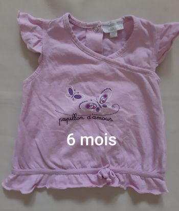 tee-shirt sans manches rose fille - papillons - Kimbaloo - 6 mois
