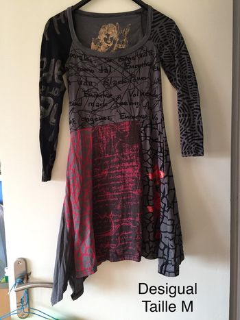 Robe manches longues gris/rouge Desigual Taille M