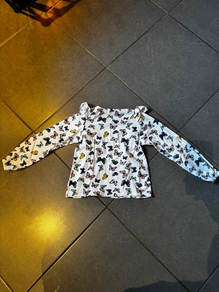 T shirt manches longues avec froufrous - Papillons - Blanc - 6 ans - photo numéro 3
