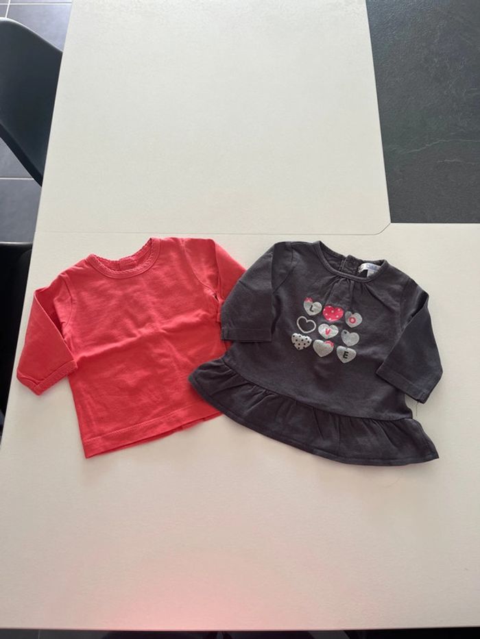 2 tee shirt ML Kitchoun 1 mois