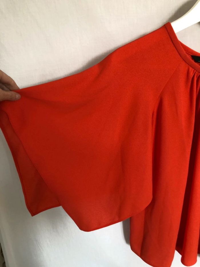 Blouse corail Zara manches trois quarts ample taille XS / 34 36 comme neuve - photo numéro 12