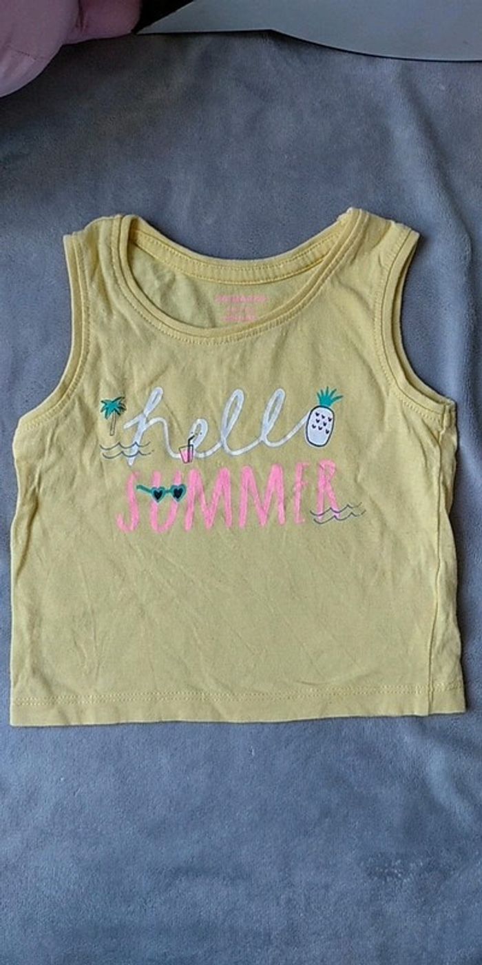 Tee shirt sans manche Fille 6/9 mois "Hello summer" ananas Primark 100% coton - photo numéro 2