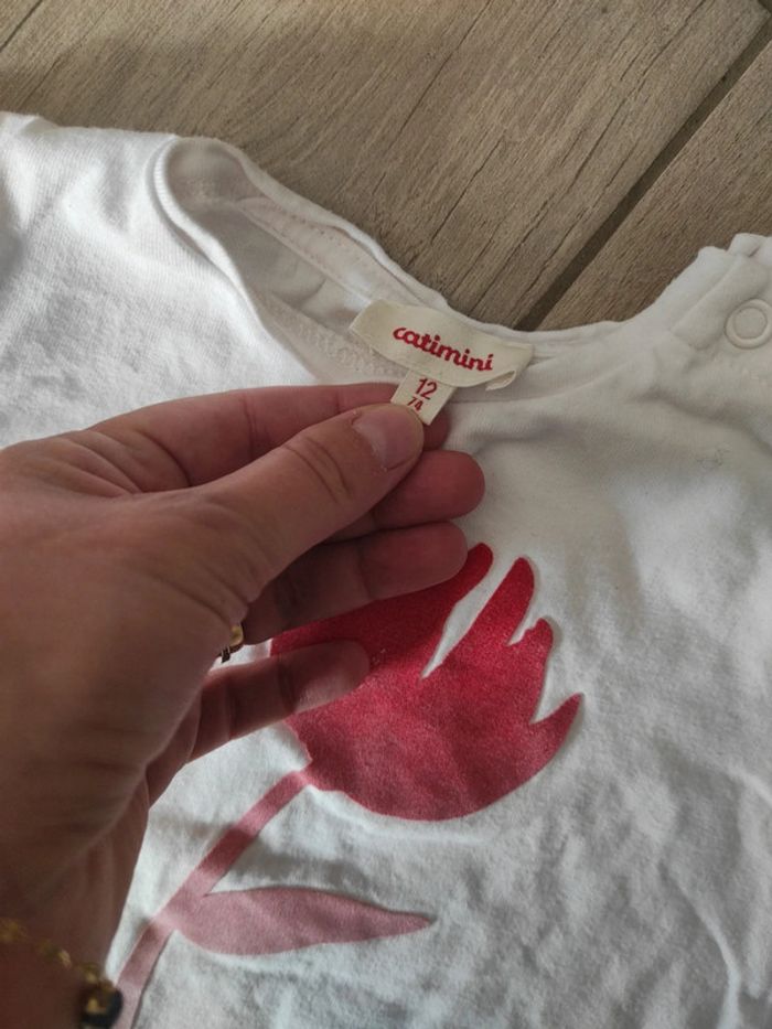 Ensemble jupe short et t-shirt Catimini rouge et blanc - photo numéro 6