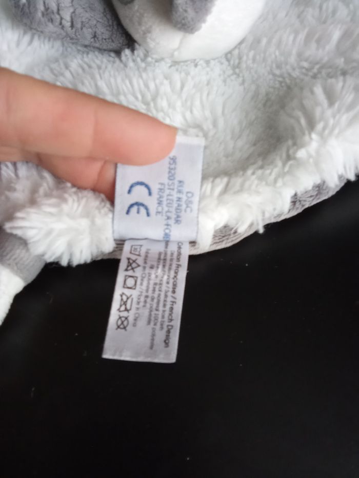 Doudou panda carré, mouchoir, blanc, gris  baby nat' - photo numéro 4