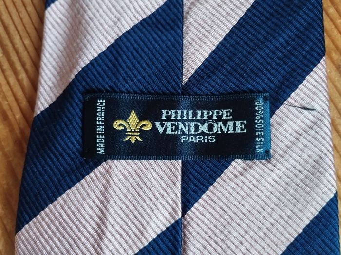 Cravate Élégante Philippe Vendôme - Rayures Roses et Bleues - 100% Soie - Fabriquée en France - TBE - photo numéro 6