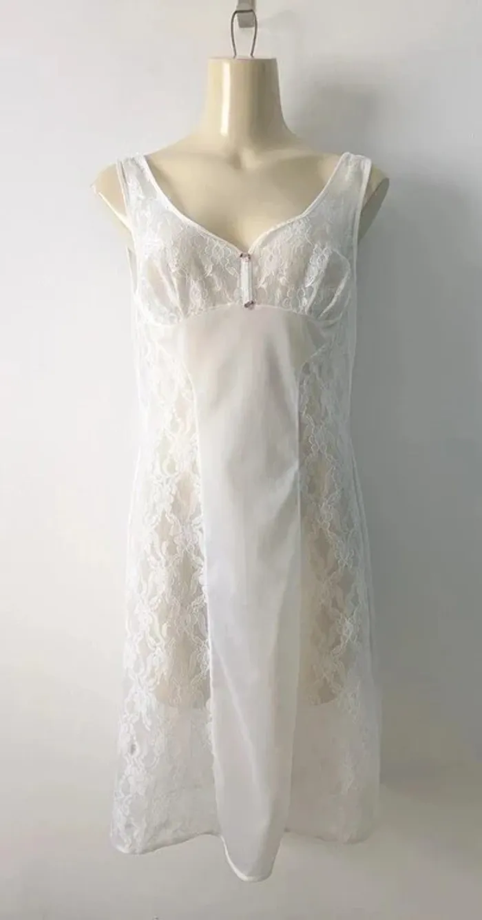 Fond de robe blanc avec dentelle - Schiesser Nylsuisse - taille 38