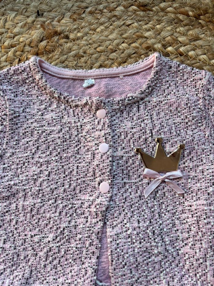 🌺Bolero rose effet pied de poule Taille 6mois🌺 - photo numéro 4