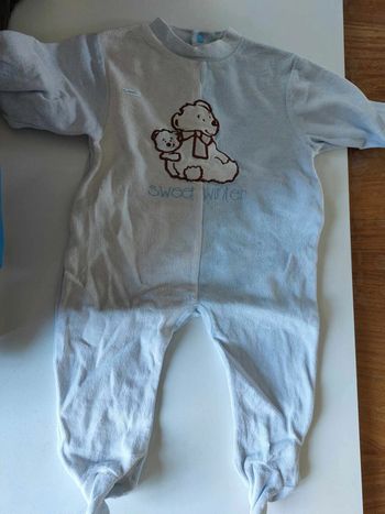 pyjama bleu et blanc ourson