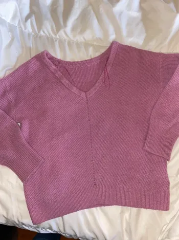 Pull col V rose La Halle - Taille M