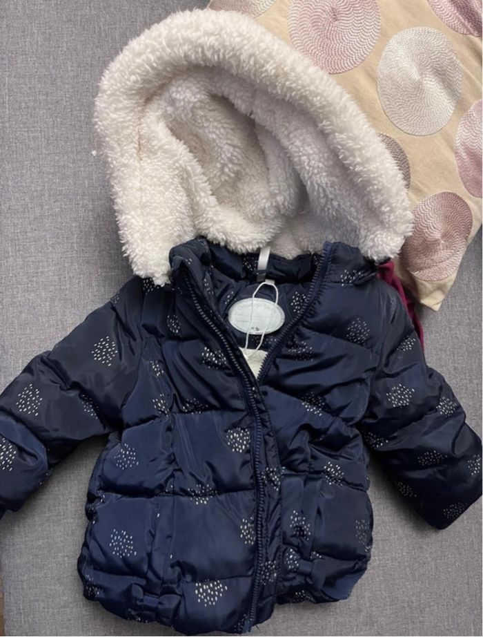 Doudoune chaude fourrure bleue