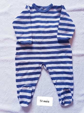 Pyjama velour petit bateau 12 mois