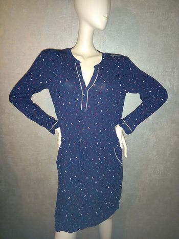 robe bleu marine à motifs avec dentelle épaule gémo taille 42