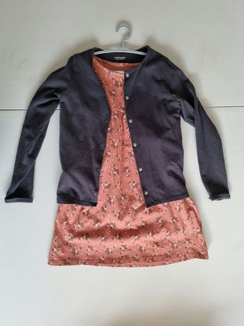 Ensemble robe fleurs et gilet Verbaudet 8 ans