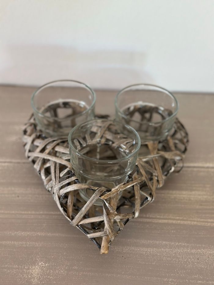 Magnifique photophore coeur en osier - photo numéro 2