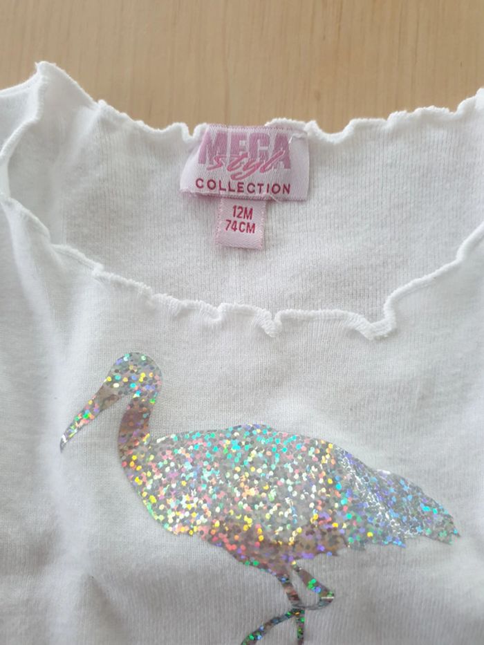 T-shirt fille 12 mois blanc cigogne alsace - photo numéro 2