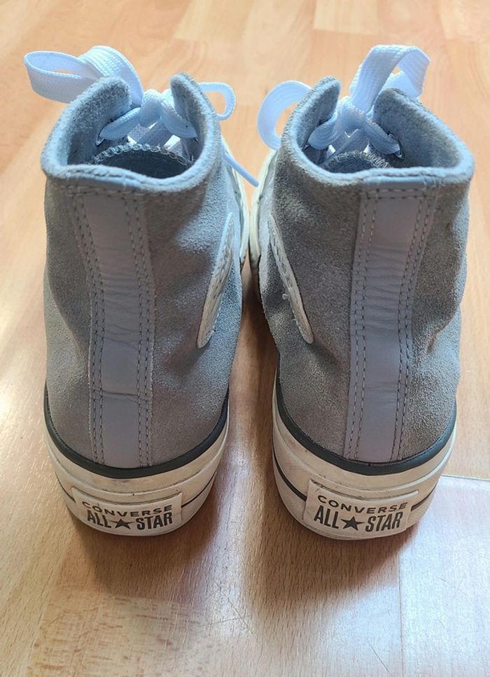 Converse vert d'eau en daim montantes à plateforme taille 37 - photo numéro 3