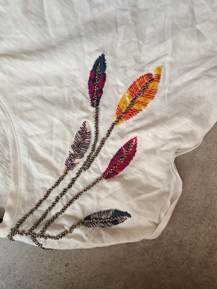 Tee shirt blanc à fleurs brodées S.Oliver taille 38 - photo numéro 6