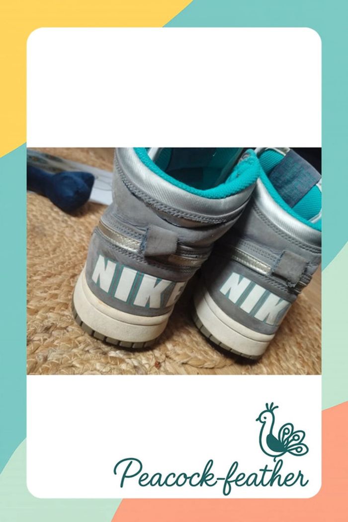 Baskets Nike grises turquoise 37.5 - photo numéro 7
