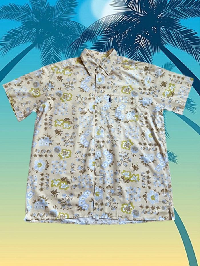 🌴🍋Chemise homme estivale vintage hawaïenne Hawaiian floral lemon shirt🍋🌴 - photo numéro 7