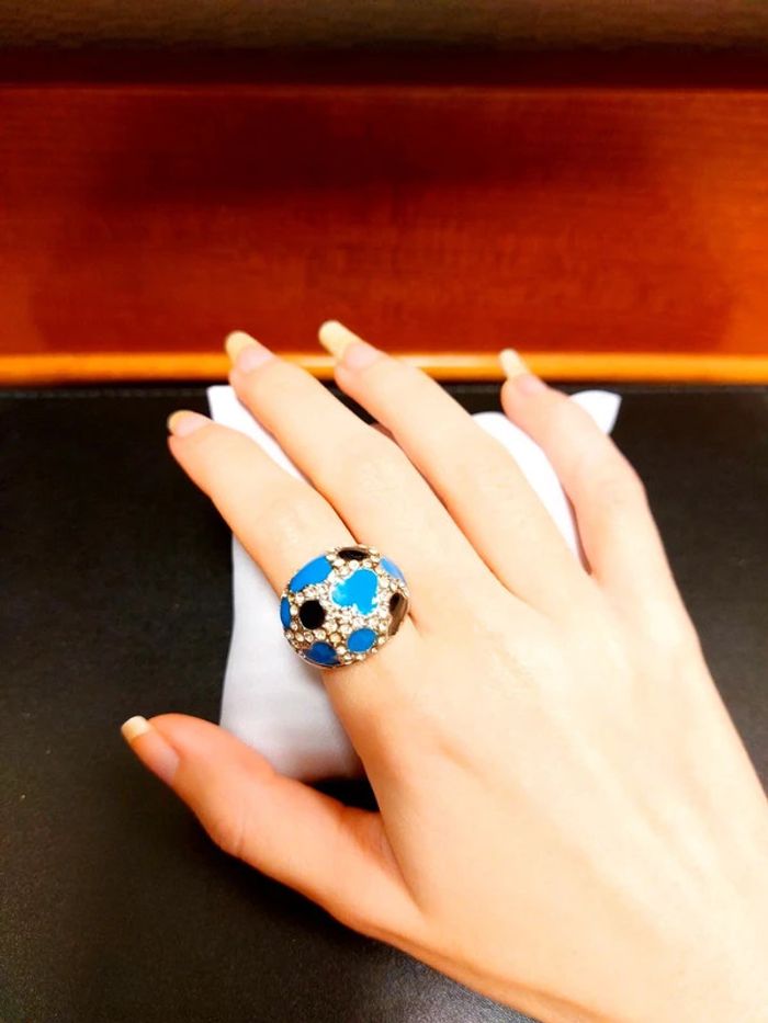 Magnifique bague fantaisie style vintage couleur bleu et noir - photo numéro 7