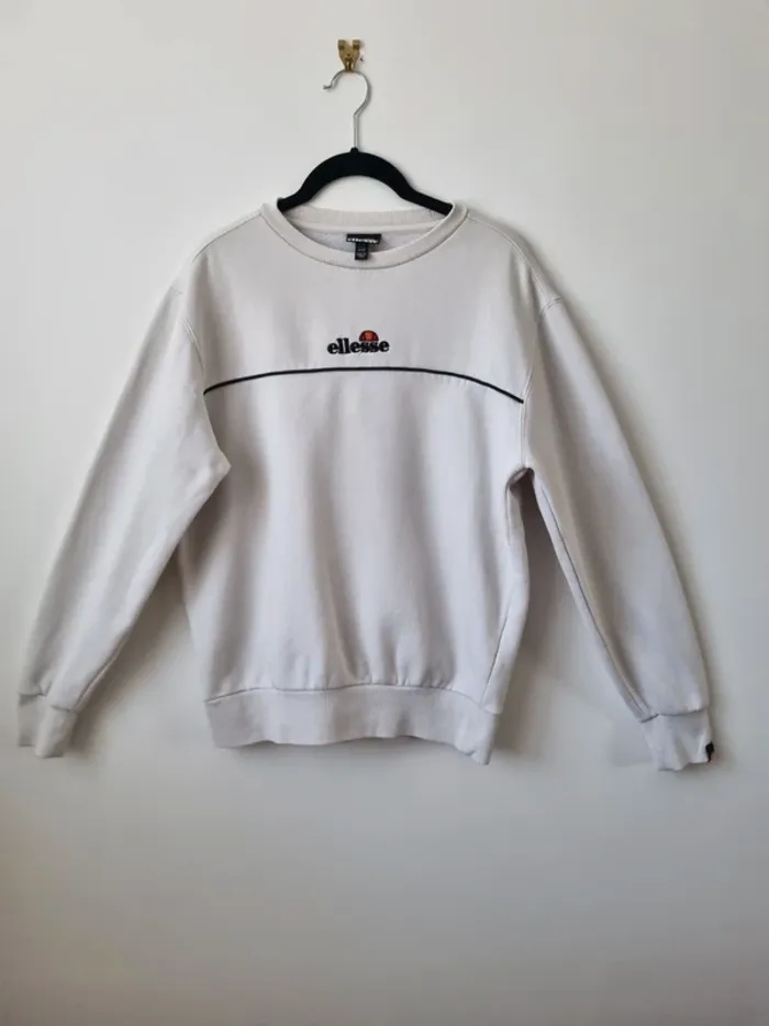Sweat hoddies blanc Ellesse en coton vintage Année '90