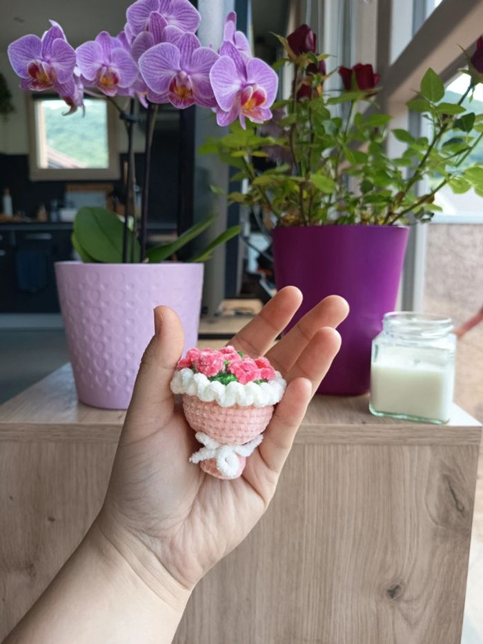 Petite peluche bouquet de fleur crochet neuf - photo numéro 5
