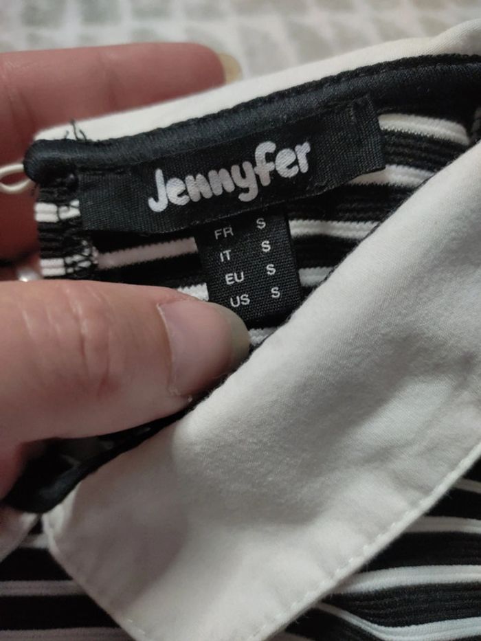 Robe a rayures style marinière noir et blanc col claudine Jennyfer taille S 36 - photo numéro 3