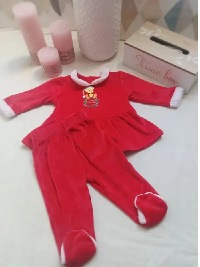 Pyjama deux pièces velours de Noël Looney Tunes fille 9 mois