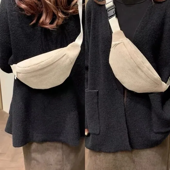 Banane en velours côtelé beige neuve - photo numéro 4