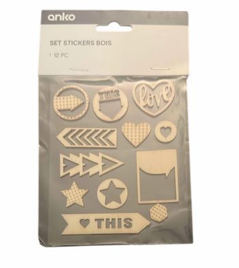 X12 Set Stickers Bois ANKO Thème LOVE