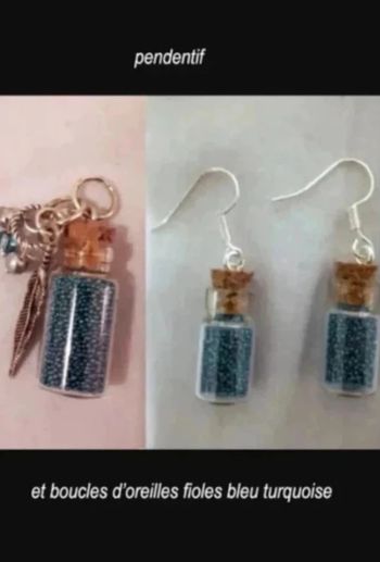 parure boucles d'oreilles et pendentif fiole Très bon état·Fantaisie