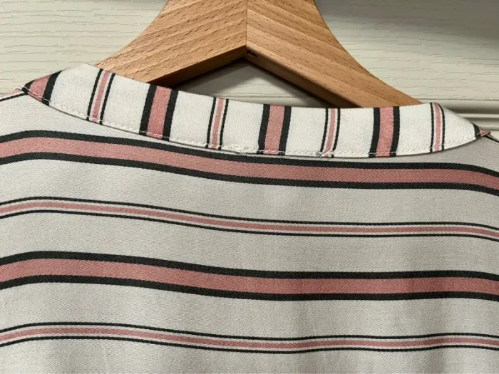 Chemisier ÉTAM à rayure rose pale et vert Taille M - photo numéro 5