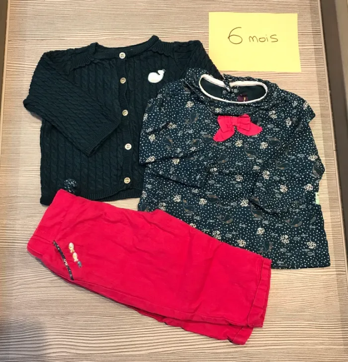 3 pièces Sergent Major vert rouge 6 mois 🌸