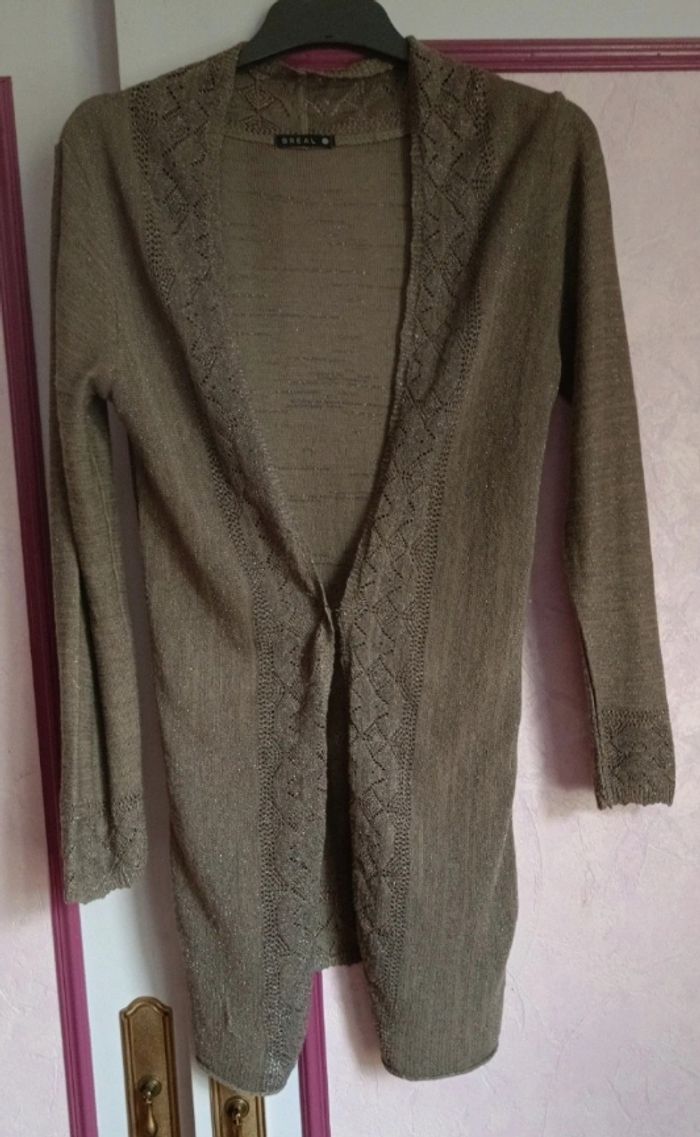 Gilet beige à strass Bréal T.2(38) long - photo numéro 2