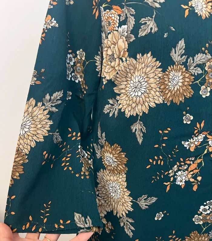 Robe droite manches 3/4 fleurie verte Goa collection - photo numéro 2