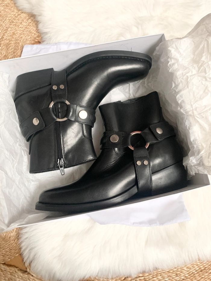 Très belle boots cow-boy western cuir Noir | Claudie Pierlot Paris