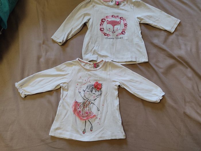 Lot de 2 T-shirts manches longues fille taille 6 mois. Orchestra