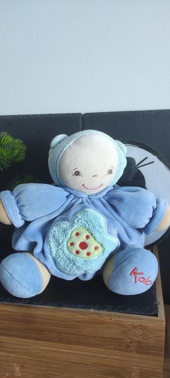 Doudou poupon patapouf bleu Chubby baby doll blue kaloo boule rouge Vert Nuage
