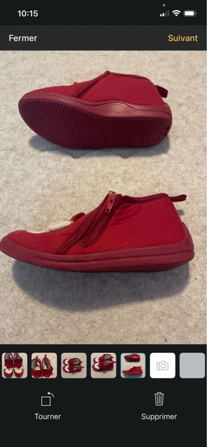 Chaussons rouges, Noël Kiabi, taille 27 fourrées. Très bon état. - photo numéro 4