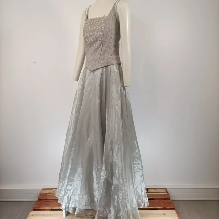 Robe corset argentée grise et dentelles - Savoy's taille M estimé A056 - photo numéro 2