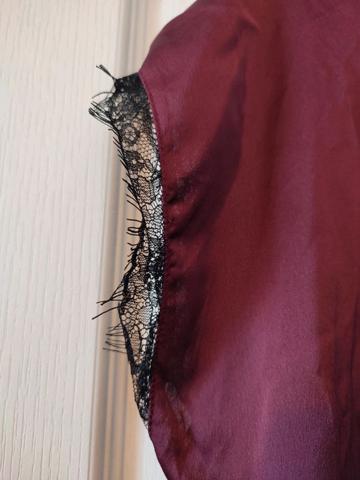 Mini peignoir en dentelle et satin effet cache coeur - photo numéro 5