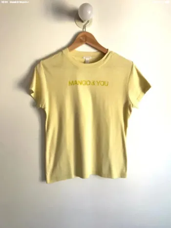 T-shirt jaune pâle manches courtes Mango taille 36