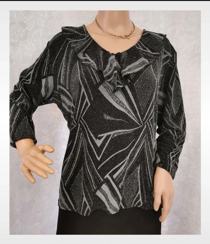 Blouse. Noir et argent. Taille 42.Fafa Mod Paris