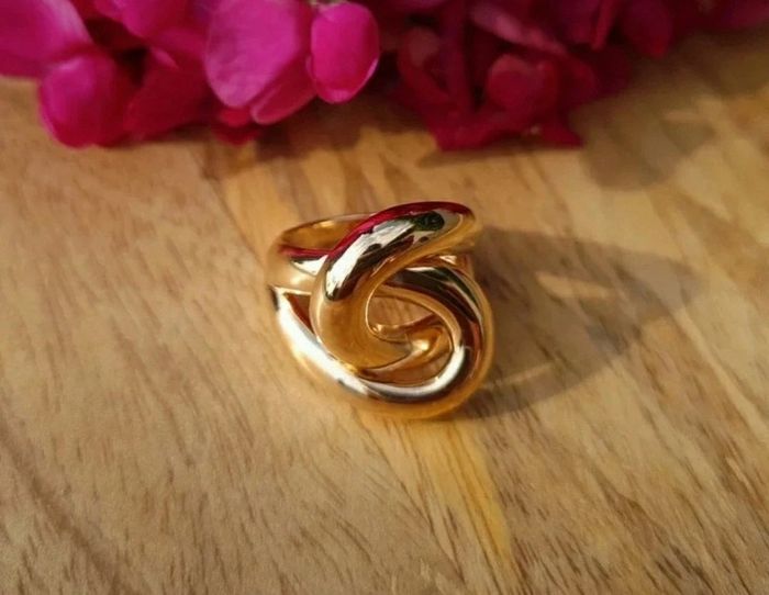 Grosse bague large entrelacée en plaqué or taille 50 cadeau femme - photo numéro 2