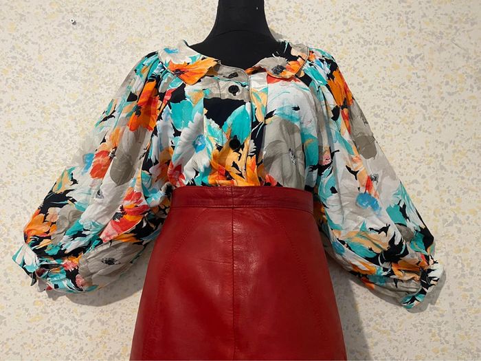 Magnifique chemise vintage oversized manches bouffantes florales 38