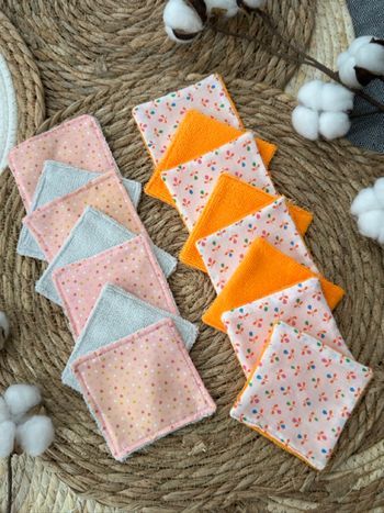 Lingettes lavables en éponge micro fibre lot de 15 Taille 9x9 cm lavable à 30°  