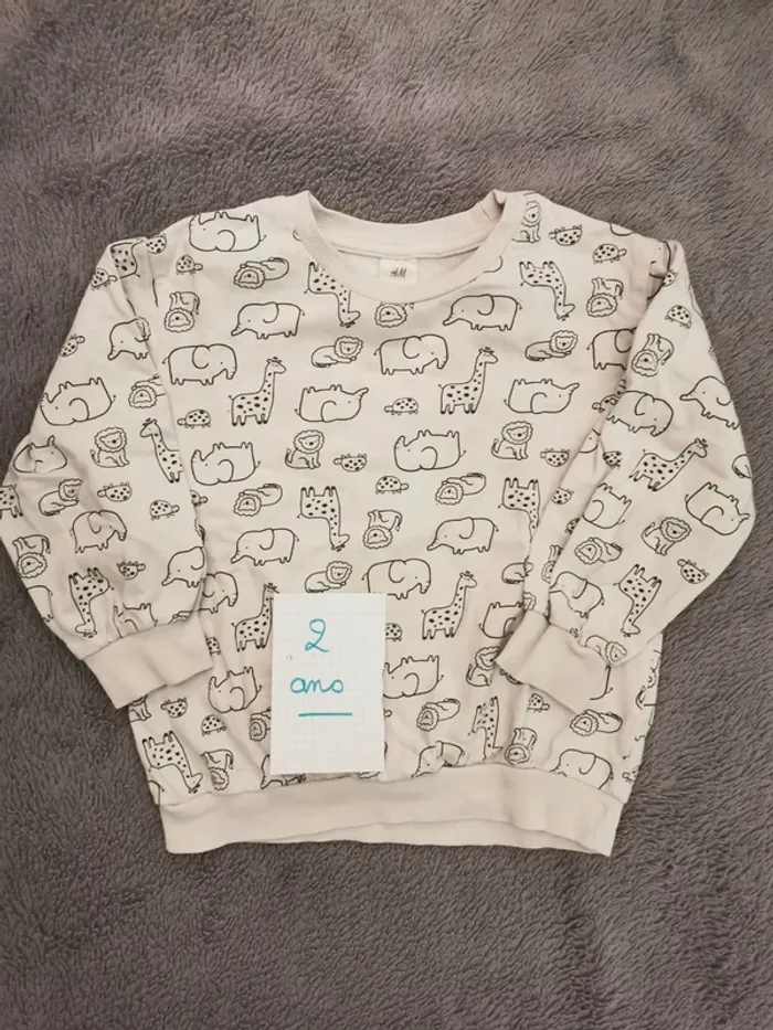 Sweat H&M blanc savane 2-3 ans