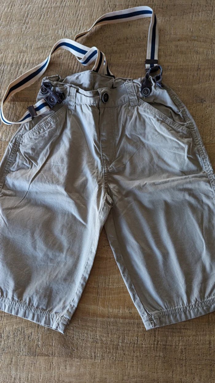 Lot de 2 shorts beige et bleu + bretelles amovibles - photo numéro 2